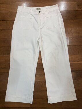 Luvamia White Stretchy Wide Leg Capris Size L